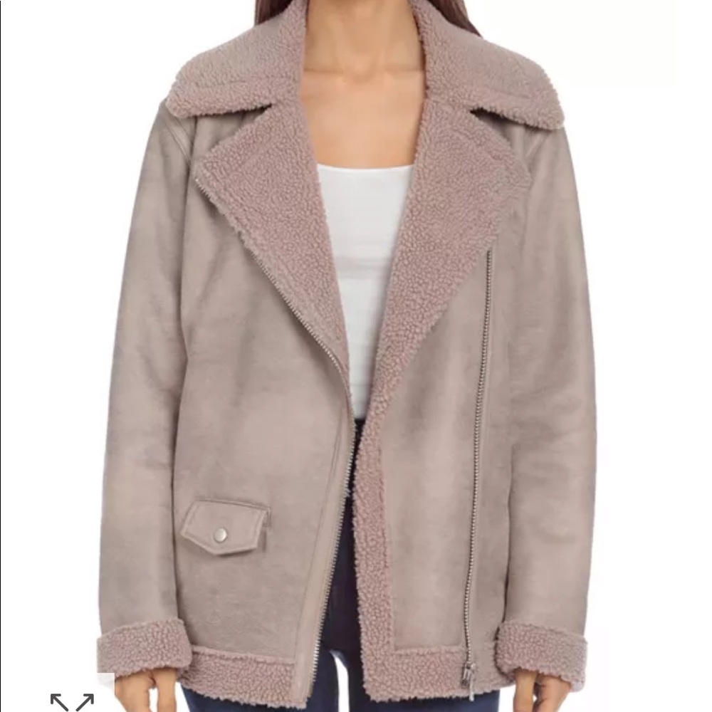NWT Avec Les Filles Faux Shearling Biker Jacket